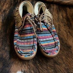 Womens Aztec Striped Twisted X Moccasin shoes
